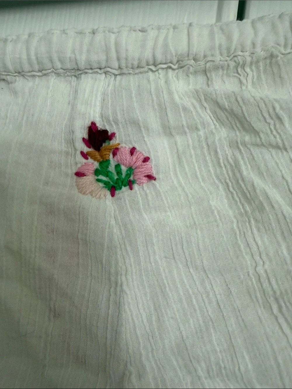 Free people white Embroidered Shorts with Pink Detailing